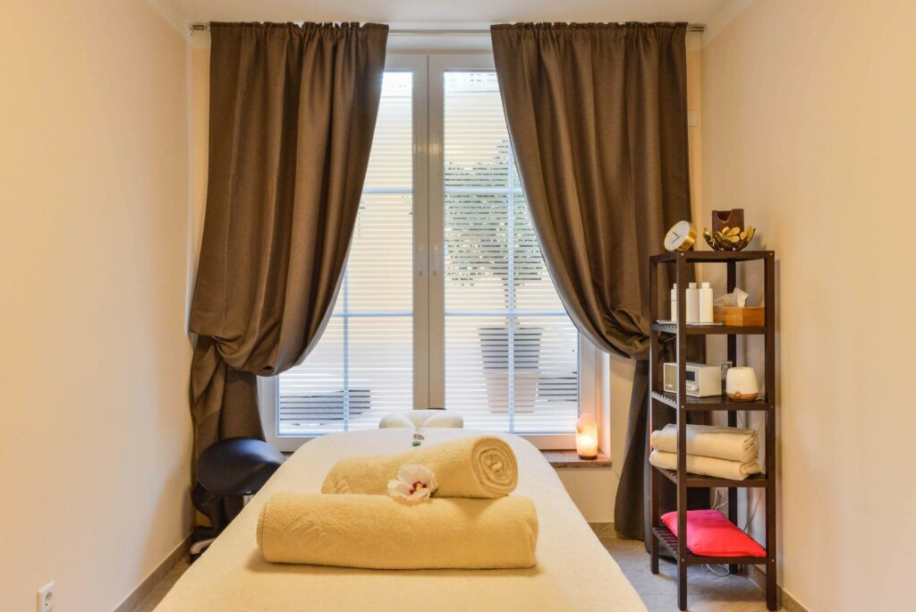 Massage room in the spa at Abasto Hotel & Spa Maisach